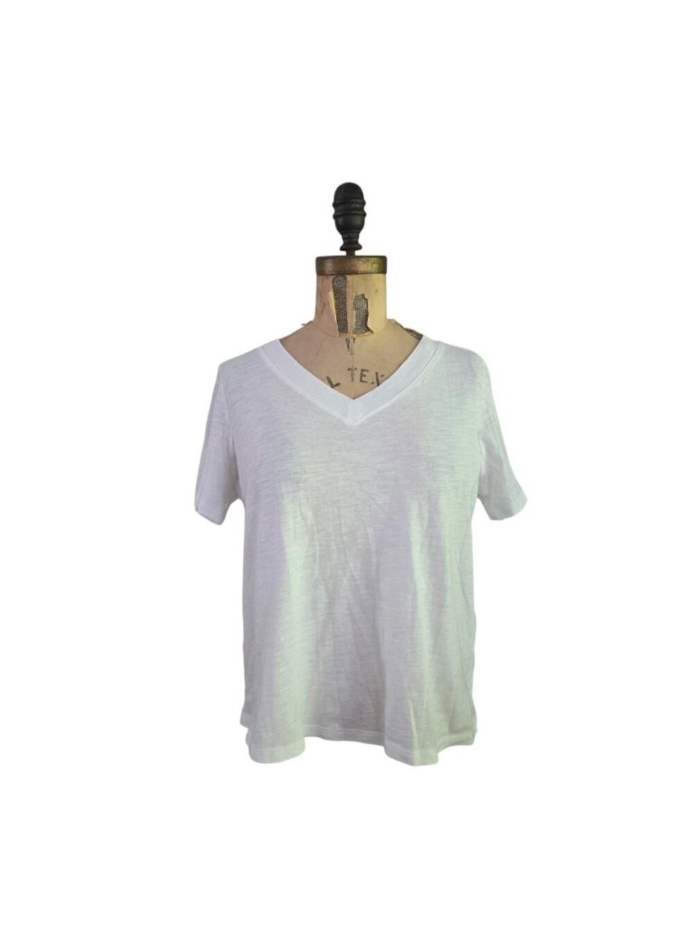 Eileen Fisher Organic Cotton V Neck Tee Top White XS
